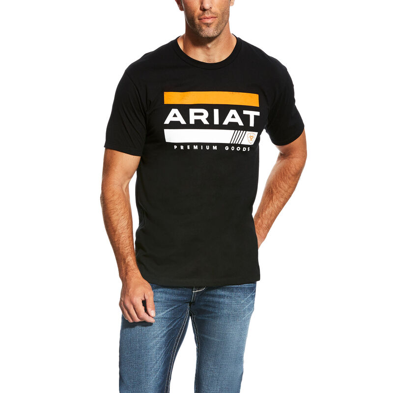 Camisetas Ariat Bar Stripe Negras Hombre - Chile 405-URFMWS